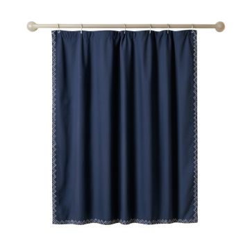 Reed Dell Shower Curtain Hanging Flat From A Plain Rod - Navy