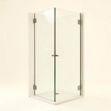 Kinkade Xl 31.25 '' W X 80 '' H Hinged Frameless Shower Door (synthetic illustration; no displayed measurements)
