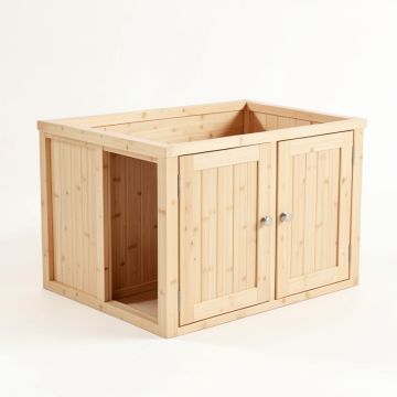 Linden Falls Empty Furniture-Style Litter Enclosure - Beige (synthetic illustration; no displayed measurements)