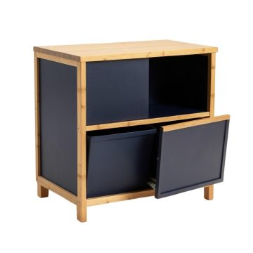 Dune Bridge Freestanding Pull-Out Hamper Cabinet - Navy