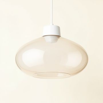Dunlevy 8.5 '' H Glass Oval Pendant Shade ( Screw On ) In White/Beige (synthetic illustration; no displayed measurements)