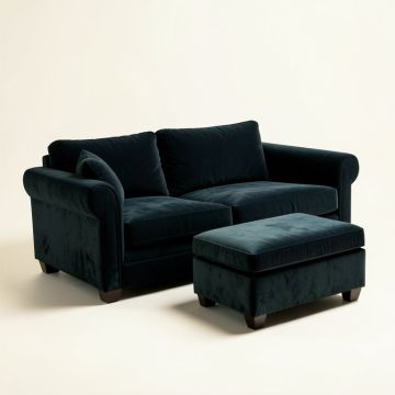 Brooke 114.17 '' Wide Velvet Reversible Sleeper Sofa & Chaise With Ottoman (synthetic illustration; no displayed measurements)