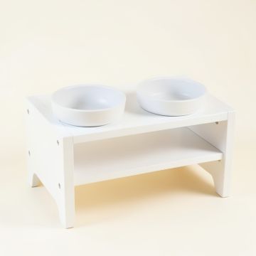 Harbor Canyon Pet Feeding Stand With Two Plain Empty Bowls - White (synthetic illustration; no displayed measurements)
