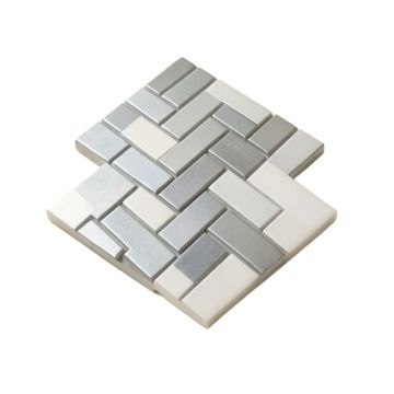 2 '' X 4 '' Glass Herringbone Mosaic Tile - Metallic Looking