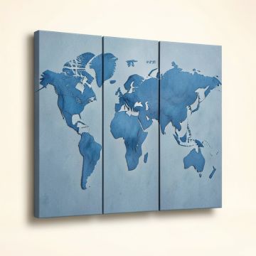 Textural World Map - Multi-Piece Image Print On Canvas (synthetic illustration; no displayed measurements)