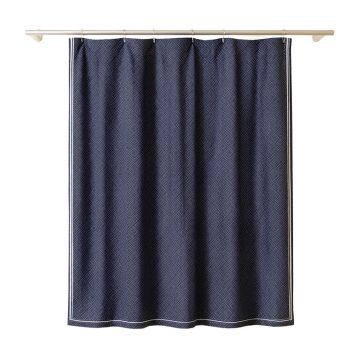 Willow Bridge Shower Curtain Hanging Flat From A Plain Rod - Navy