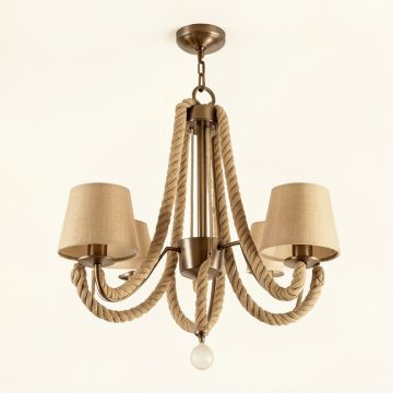 Cadwell 3 - Light Candle Style Globe Chandelier With Rope Accents (synthetic illustration; no displayed measurements)