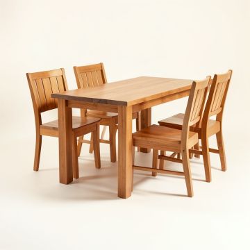 Alingtons 5 - Piece Rubberwood Solid Wood Dining Set (synthetic illustration; no displayed measurements)