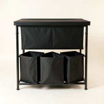 Cedar Brook Laundry Sorting Station With Plain Removable Bags - Black (synthetic illustration; no displayed measurements)
