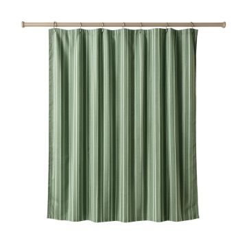 Harbor Bend Shower Curtain Hanging Flat From A Plain Rod - Green