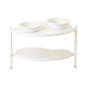 Heath Canyon Pet Feeding Stand With Two Plain Empty Bowls - White