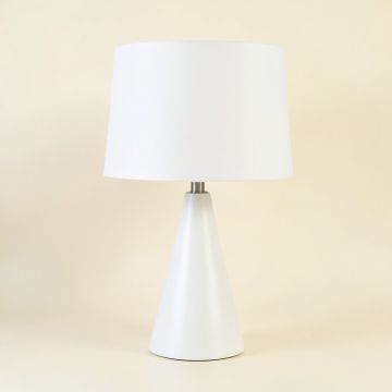 Bay Crest Table Lamp With A Plain Fabric Shade - White (synthetic illustration; no displayed measurements)