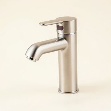 Waterfall Bathroom Faucet With Clear Glass Disc (synthetic illustration; no displayed measurements)