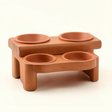 River Crest Pet Feeding Stand With Two Plain Empty Bowls - Terracotta (synthetic illustration; no displayed measurements)