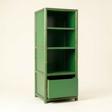 Willow Arc Narrow Cubby Tower - Green (synthetic illustration; no displayed measurements)