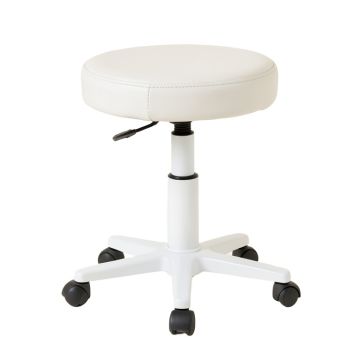 Round Rolling Pu Leather Height Adjustable Lab Stool With Footrest