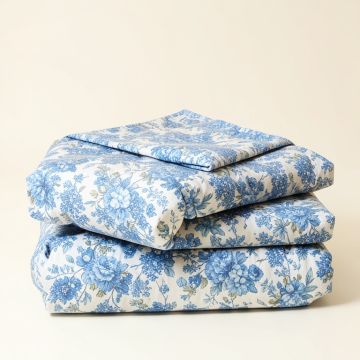 Adrienne Blue Reversible Floral Cotton 7 Piece Comforter Set (synthetic illustration; no displayed measurements)