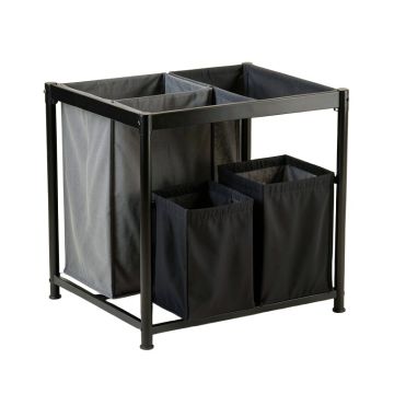 Slate Canyon Laundry Sorting Station With Plain Removable Bags - Black