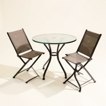 3Pcs Patio Bistro Set With 2 Folding Chairs & Table Outdoor Dining (synthetic illustration; no displayed measurements)