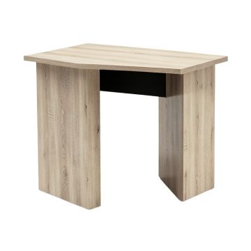 Light Weathered Oak & Black Finish Disho Built-In Usb Port Writing Desk