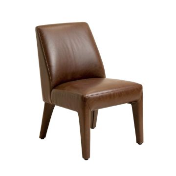 Belmiro Modern Genuine Leather Upholstered Dining Chair