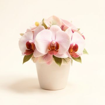 Artificial Orchid Floral Arrangement In Votive (synthetic illustration; no displayed measurements)