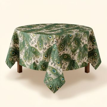 Lawhon Cotton Sanganer Peacock Tablecloth (synthetic illustration; no displayed measurements)