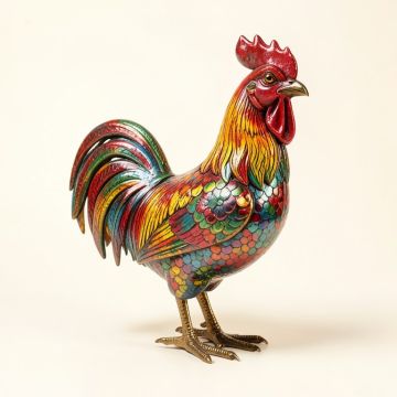 Talhah Colorful Metal Rooster Sculpture Decor (synthetic illustration; no displayed measurements)