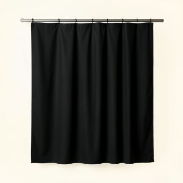 Maple Bluff Shower Curtain Hanging Flat From A Plain Rod - Black (synthetic illustration; no displayed measurements)