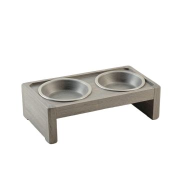 Sage Crossing Pet Feeding Stand With Two Plain Empty Bowls - Gray