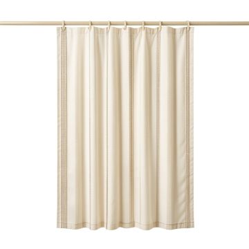 Summit Brook Shower Curtain Hanging Flat From A Plain Rod - Cream