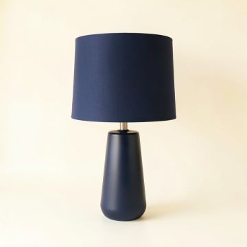 Brook Dale Table Lamp With A Plain Fabric Shade - Navy (synthetic illustration; no displayed measurements)