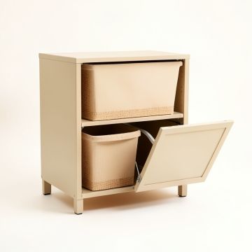 Maple Brook Freestanding Pull-Out Hamper Cabinet - Beige (synthetic illustration; no displayed measurements)
