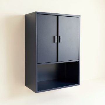Wren Bend Wall-Mounted Laundry Cabinet - Navy (synthetic illustration; no displayed measurements)