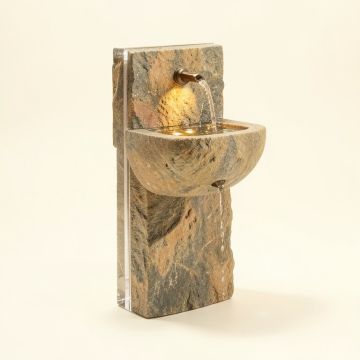 Cascade Springs Natural Stone/Metal Wall Fountain With Light (synthetic illustration; no displayed measurements)