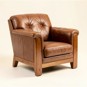 Mance 34 '' Wide Tufted Top Grain Leather Armchair (synthetic illustration; no displayed measurements)
