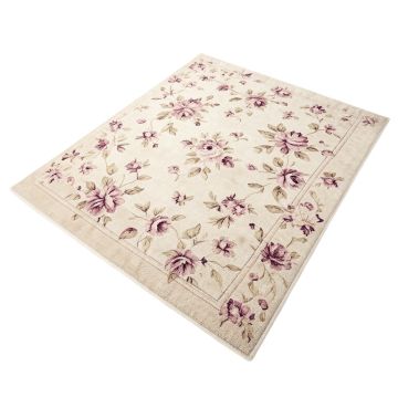 Kacy Floral Plum/Light Beige Area Rug