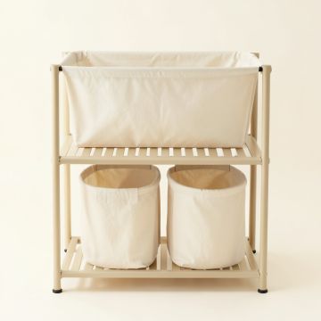 Willow Crest Laundry Sorting Station With Plain Removable Bags - Beige (synthetic illustration; no displayed measurements)