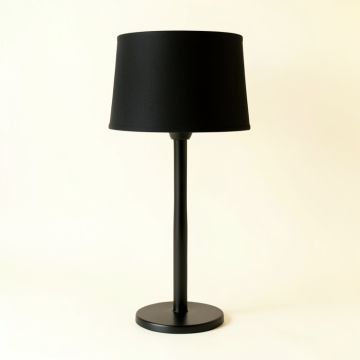 Oak Arc Floor Lamp With A Plain Fabric Shade - Black (synthetic illustration; no displayed measurements)