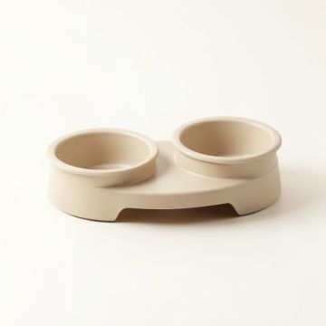Briar Canyon Pet Feeding Stand With Two Plain Empty Bowls - Beige (synthetic illustration; no displayed measurements)