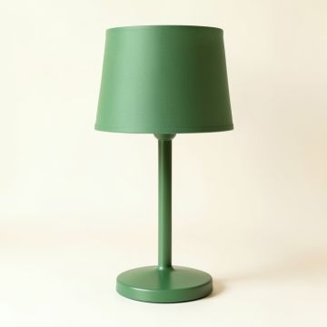 Alder Bend Table Lamp With A Plain Fabric Shade - Green (synthetic illustration; no displayed measurements)