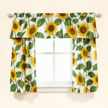 Sunflower Leaf Vine Print 54 '' Window Valance (synthetic illustration; no displayed measurements)