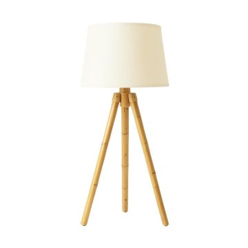Stone Arc Floor Lamp With A Plain Fabric Shade - Cream