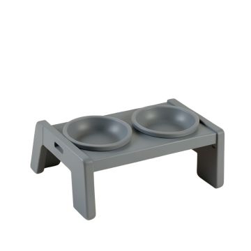 Heath Brook Pet Feeding Stand With Two Plain Empty Bowls - Gray