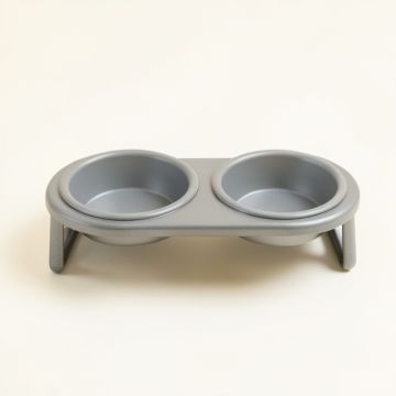 Glen Branch Pet Feeding Stand With Two Plain Empty Bowls - Gray (synthetic illustration; no displayed measurements)