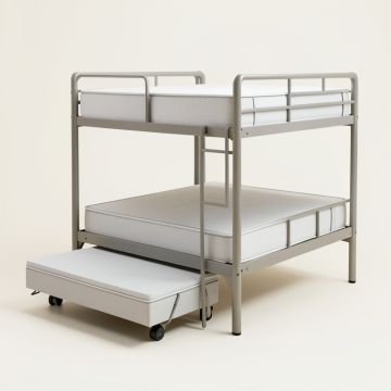 Bundyhill Twin Over Twin Metal Bunk Bed With Trundle (synthetic illustration; no displayed measurements)
