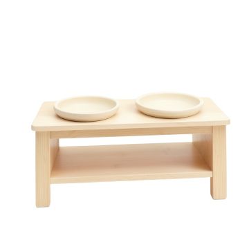 Ridge Bluff Pet Feeding Stand With Two Plain Empty Bowls - Ivory