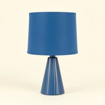 Ash Dale Table Lamp With A Plain Fabric Shade - Blue (synthetic illustration; no displayed measurements)