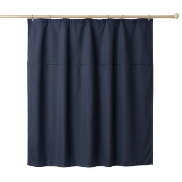 Meadow Bend Shower Curtain Hanging Flat From A Plain Rod - Navy