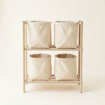 Holly Bluff Laundry Sorting Station With Plain Removable Bags - Beige (synthetic illustration; no displayed measurements)